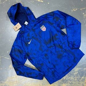 Nike USMNT Soccer Full Zip Hooded Jacket Warm Up DN1084-452 Medium Royal Blue